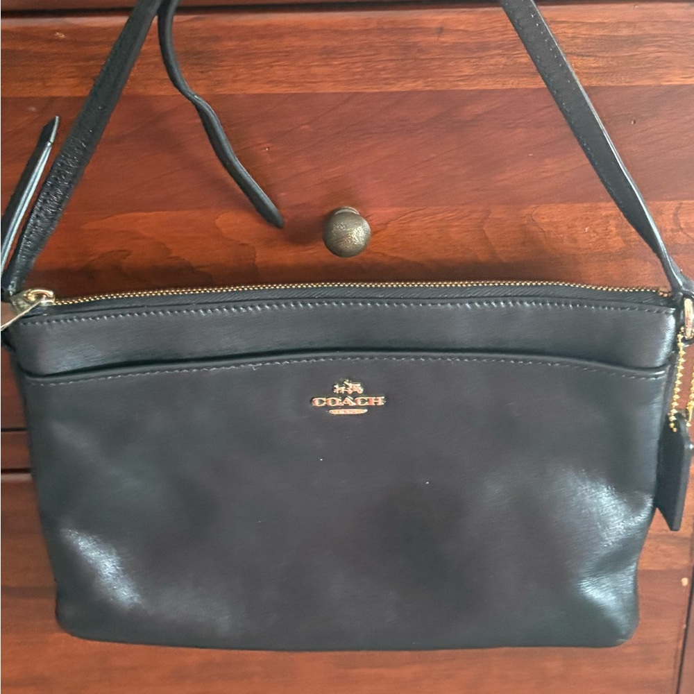 Coach Black Leather Crossbody Bag with Gold Accents - Picture 3 of 7